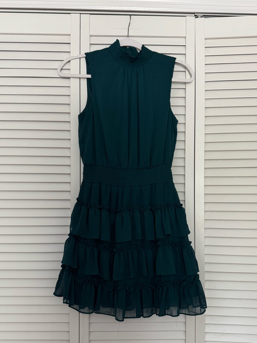 1. State Dark Teal Sleeveless Smocked Tiered Mini Party Dress Sz S
